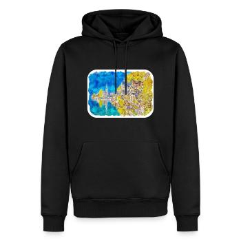 Autriche Aquarelle Esquisse Dessinée à la main Illustration - Sweat à capuche Premium bio Homme - noir - Devant - Nico (187cm)