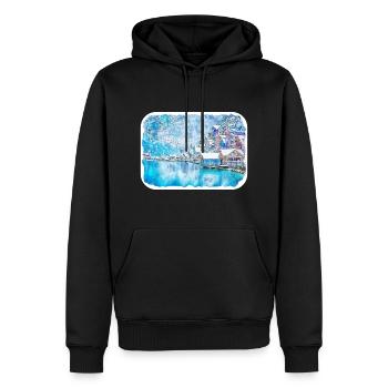 Autriche Aquarelle Esquisse Dessinée à la main Illustration - Sweat à capuche Premium bio Homme - noir - Devant - Nico (187cm)