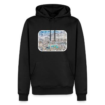 Dubai UAE Aquarell Skizze Handgezeichnetes Gemälde - Männer Premium Bio Hoodie - Schwarz - Vorne - Nico (187cm)