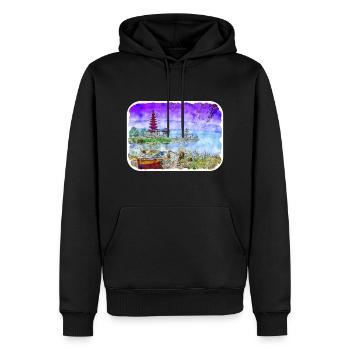 Indonésie Aquarelle Esquisse Dessinée à la Main Peinture - Sweat à capuche Premium bio Homme - noir - Devant - Nico (187cm)