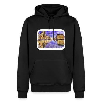 Pologne Repère Aquarelle Esquisse Dessin de peinture - Sweat à capuche Premium bio Homme - noir - Devant - Nico (187cm)