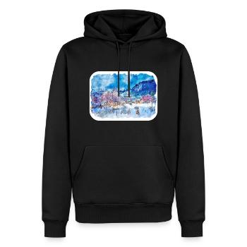 Autriche Aquarelle Esquisse Dessinée à la main Illustration - Sweat à capuche Premium bio Homme - noir - Devant - Nico (187cm)