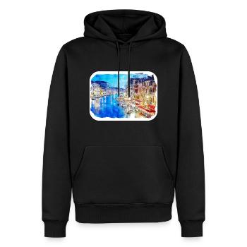 Venedig Italien Aquarell Skizze Illustration - Männer Premium Bio Hoodie - Schwarz - Vorne - Nico (187cm)