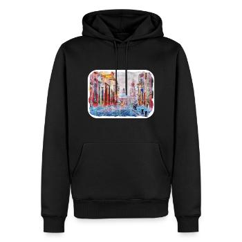 San Miguel De Allende Mexique Dessin à l’aquarelle - Sweat à capuche Premium bio Homme - noir - Devant - Nico (187cm)