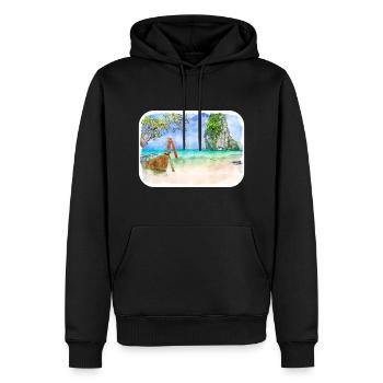 Thaïlande Aquarelle Esquisse Dessinée à la Main Illustration - Sweat à capuche Premium bio Homme - noir - Devant - Nico (187cm)