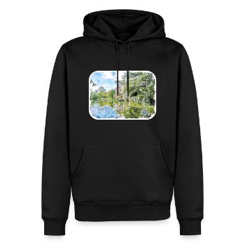 Angleterre Royaume-Uni Aquarelle Esquisse Dessinée à la main Peinture - Sweat à capuche Premium bio Homme - noir - Devant - Nico (187cm)