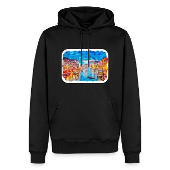Venedig Italien Aquarell Skizze Illustration - Männer Premium Bio Hoodie - Schwarz - Vorne - Nico (187cm)