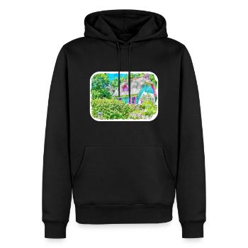 England UK Watercolor Sketch Drawn Illustration - Men’s Premium Organic Hoodie - black - Front - Nico (187cm)