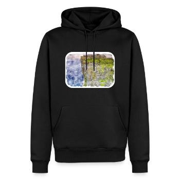 Irlande Royaume-Uni Aquarelle Esquisse Peinture Illustration - Sweat à capuche Premium bio Homme - noir - Devant - Nico (187cm)