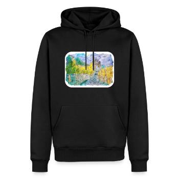 Esquisse d’aquarelle de Chine Illustration dessinée à la main - Sweat à capuche Premium bio Homme - noir - Devant - Nico (187cm)