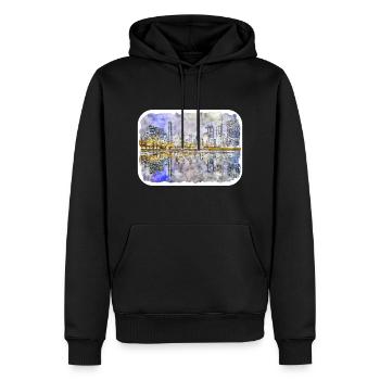 Usa-Aquarell-Skizze handgezeichnete Illustration - Männer Premium Bio Hoodie - Schwarz - Vorne - Nico (187cm)
