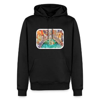 Venedig Italien Aquarell Skizze Malerei Zeichnung - Männer Premium Bio Hoodie - Schwarz - Vorne - Nico (187cm)
