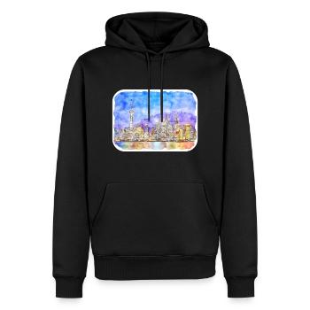 China-Aquarell-Skizzen-handgezeichnete Illustration - Männer Premium Bio Hoodie - Schwarz - Vorne - Nico (187cm)