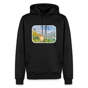 Indonésie Croquis Aquarelle Peinture Dessinée À La Main - Sweat à capuche Premium bio Homme - noir - Devant - Nico (187cm)