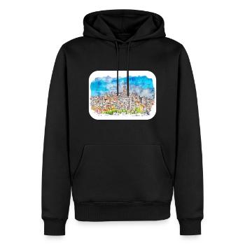 istanbul, turquie, aquarelle, croquis, illustration - Sweat à capuche Premium bio Homme - noir - Devant - Nico (187cm)