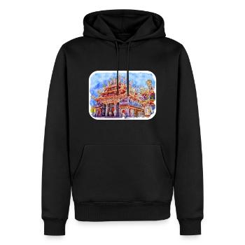 China-Aquarell-Skizzen-handgezeichnete Illustration - Männer Premium Bio Hoodie - Schwarz - Vorne - Nico (187cm)