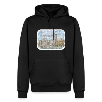 Mumbai Indien Aquarell Skizze gezeichnetes Gemälde - Männer Premium Bio Hoodie - Schwarz - Vorne - Nico (187cm)