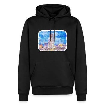 China-Aquarell-Skizzen-handgezeichnete Illustration - Männer Premium Bio Hoodie - Schwarz - Vorne - Nico (187cm)