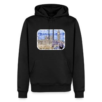 Uk Landmark Watercolor Sketch Painting Illustratio - Men’s Premium Organic Hoodie - black - Front - Nico (187cm)