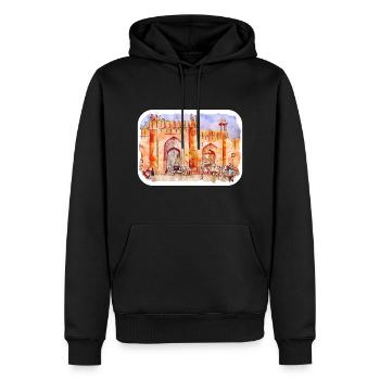 Jaipur Inde Aquarelle Esquisse Dessinée Peinture - Sweat à capuche Premium bio Homme - noir - Devant - Nico (187cm)