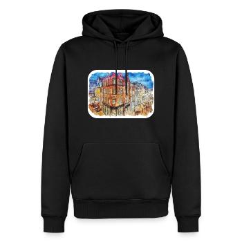 Dublin Irland Uk Aquarellskizze gezeichnete Malerei - Männer Premium Bio Hoodie - Schwarz - Vorne - Nico (187cm)