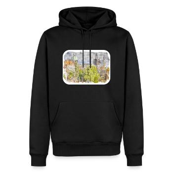 Prag Tschechische Aquarellskizze Malerei Zeichnung - Männer Premium Bio Hoodie - Schwarz - Vorne - Nico (187cm)