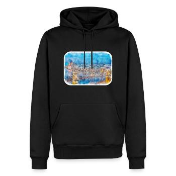 Budapest Ungarn Aquarell Skizze Illustration - Männer Premium Bio Hoodie - Schwarz - Vorne - Nico (187cm)