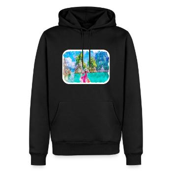 Thaïlande Aquarelle Esquisse Dessinée à la Main Illustration - Sweat à capuche Premium bio Homme - noir - Devant - Nico (187cm)