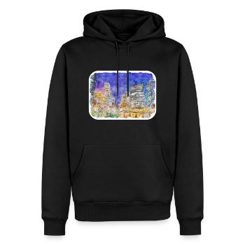 Usa-Aquarell-Skizzen-handgezeichnete Illustration - Männer Premium Bio Hoodie - Schwarz - Vorne - Nico (187cm)