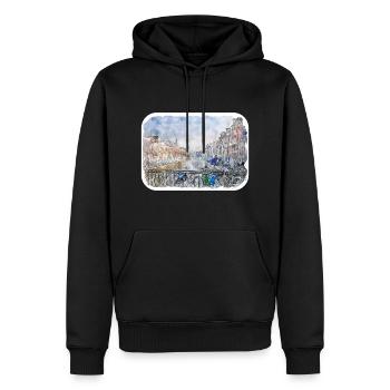 Amsterdam Pays-Bas Aquarelle Esquisse Dessinée Douleur - Sweat à capuche Premium bio Homme - noir - Devant - Nico (187cm)
