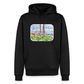 San Miguel De Allende Mexique Aquarelle Esquisse Dra - Sweat à capuche Premium bio Homme - noir - Devant - Nico (187cm)