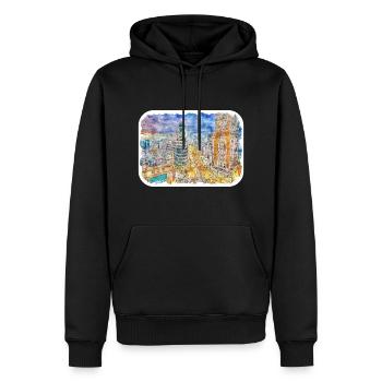 Madrid Espagne Aquarelle Esquisse Peinture Dessin - Sweat à capuche Premium bio Homme - noir - Devant - Nico (187cm)