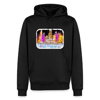 Madrid Spanien Aquarell Skizze Malerei Zeichnung - Männer Premium Bio Hoodie - Schwarz - Vorne - Nico (187cm)