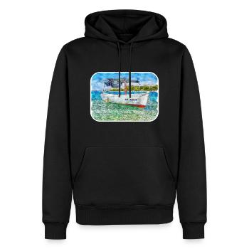 Kroatien Aquarell Skizze handgezeichnete Illustration - Männer Premium Bio Hoodie - Schwarz - Vorne - Nico (187cm)
