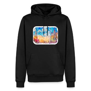 Moscou Russie Aquarelle Esquisse Dessin Dessiné - Sweat à capuche Premium bio Homme - noir - Devant - Nico (187cm)