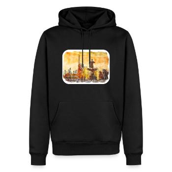 Paris Frankreich Aquarell Skizze Malerei Zeichnung - Männer Premium Bio Hoodie - Schwarz - Vorne - Nico (187cm)