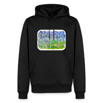 Norvège Aquarelle Esquisse Dessinée à la main Illustration - Sweat à capuche Premium bio Homme - noir - Devant - Nico (187cm)