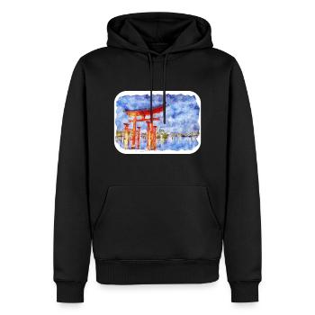 Japan Aquarellskizze Handgezeichnete Illustration - Männer Premium Bio Hoodie - Schwarz - Vorne - Nico (187cm)