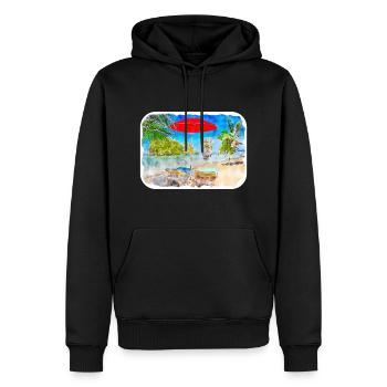 Thailand-Aquarell-Skizzen-handgezeichnete Illustration - Männer Premium Bio Hoodie - Schwarz - Vorne - Nico (187cm)