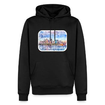 Sydney Australie Aquarelle Esquisse Dessinée Illustrat - Sweat à capuche Premium bio Homme - noir - Devant - Nico (187cm)