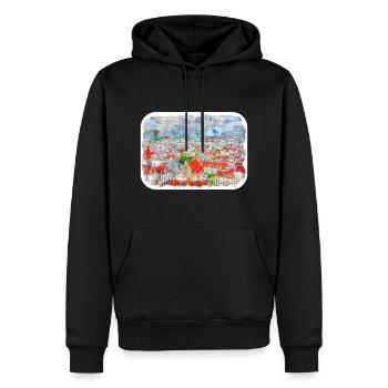 Allemagne Aquarelle Esquisse Dessinée à la main Illustration - Sweat à capuche Premium bio Homme - noir - Devant - Nico (187cm)