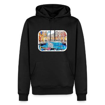 Venedig Italien Aquarell Skizze Illustration - Männer Premium Bio Hoodie - Schwarz - Vorne - Nico (187cm)