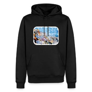 Grèce croquis aquarelle illustration dessinée à la main - Sweat à capuche Premium bio Homme - noir - Devant - Nico (187cm)