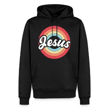 Jesus Vintage - Männer Premium Bio Hoodie - Schwarz - Vorne - Nico (187cm)