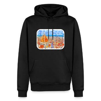 Florence Italie Aquarelle Sketch Illustration - Sweat à capuche Premium bio Homme - noir - Devant - Nico (187cm)