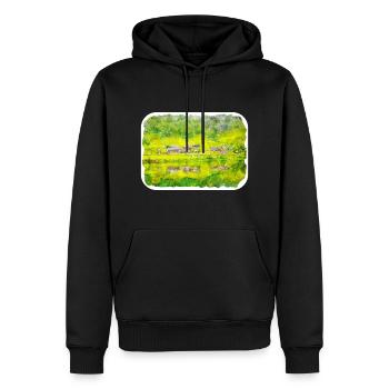 Norvège Aquarelle Esquisse Dessinée à la main Illustration - Sweat à capuche Premium bio Homme - noir - Devant - Nico (187cm)