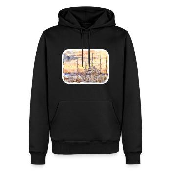 Dinde Aquarelle Esquisse Dessinée à la main Illustration - Sweat à capuche Premium bio Homme - noir - Devant - Nico (187cm)