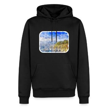 Illustration de croquis à l’aquarelle de Californie usa - Sweat à capuche Premium bio Homme - noir - Devant - Nico (187cm)