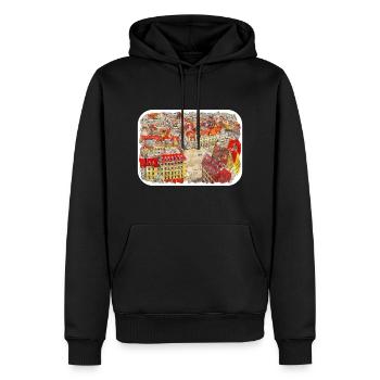 Pologne Repère Aquarelle Esquisse Dessin de peinture - Sweat à capuche Premium bio Homme - noir - Devant - Nico (187cm)