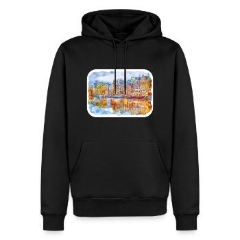 Niederlande Aquarell Skizze gezeichnete Illustration - Männer Premium Bio Hoodie - Schwarz - Vorne - Nico (187cm)